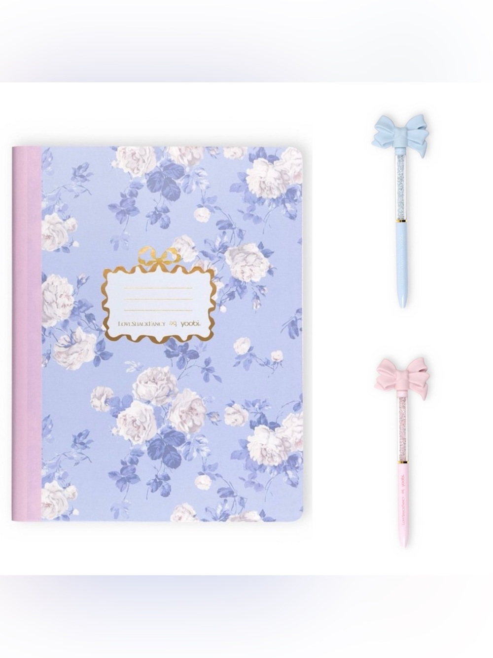 Bundle! LoveShackFancy x Target - Yoobi bundle composition book & bow pens
